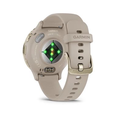 Garmin Venu 3S, Nerezová luneta Soft Gold, pouzdro French Gray, silikonový řemínek