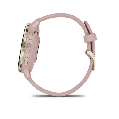 Garmin Venu 3S, Nerezová luneta Soft Gold, pouzdro Dust Rose, silikonový řemínek