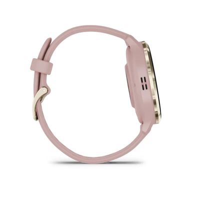 Garmin Venu 3S, Nerezová luneta Soft Gold, pouzdro Dust Rose, silikonový řemínek