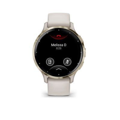 Garmin Venu 3S, Nerezová luneta Soft Gold, pouzdro Ivory, silikonový řemínek