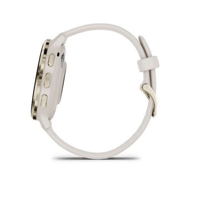 Garmin Venu 3S, Nerezová luneta Soft Gold, pouzdro Ivory, silikonový řemínek