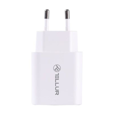 Tellur PDHC101 síťová dvouportová USB nabíječka, PD 20W + QC3.0 18W, bílá