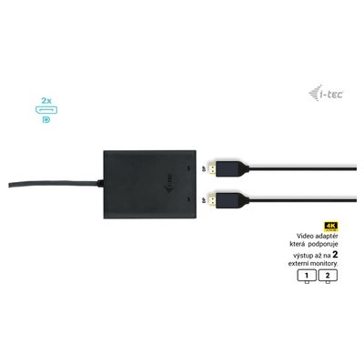 i-tec USB-C Dual 4K/60Hz (single 8K/30Hz) DP Video Adapter