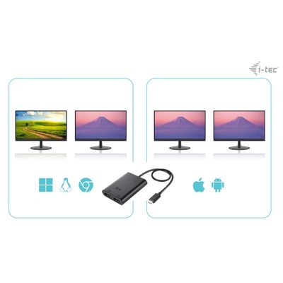 i-tec USB-C Dual 4K/60Hz (single 8K/30Hz) HDMI Video Adapter