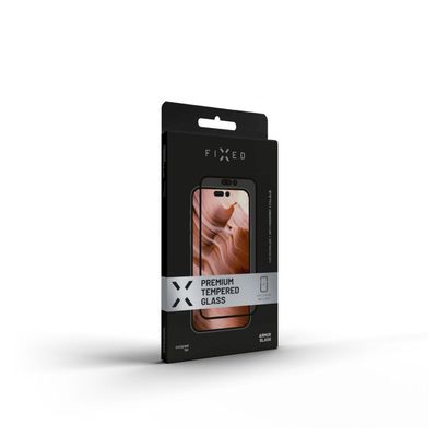 Prémiové ochranné tvrzené sklo FIXED Armor s aplikátorem pro Apple iPhone 15 Plus, černé