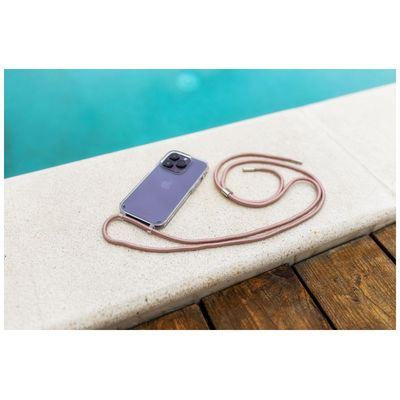 Pouzdro FIXED Pure Neck s růžovou šňůrkou na krk pro Apple iPhone 15 Pro Max