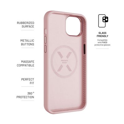 Zadní kryt FIXED MagFlow s podporou MagSafe pro Apple iPhone 15, růžový
