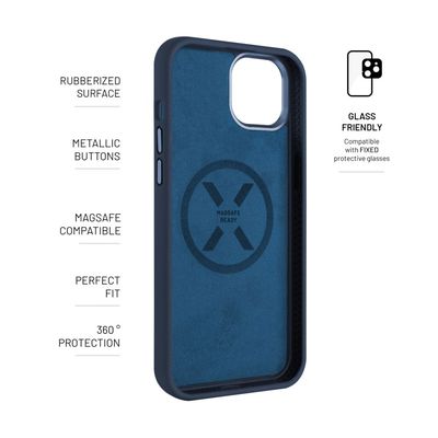 Zadní kryt FIXED MagFlow s podporou MagSafe pro Apple iPhone 15 Plus, modrý
