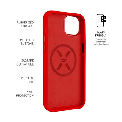 Zadní kryt FIXED MagFlow s podporou MagSafe pro Apple iPhone 15 Plus, červený