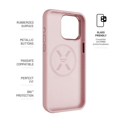 Zadní kryt FIXED MagFlow s podporou MagSafe pro Apple iPhone 15 Pro, růžový