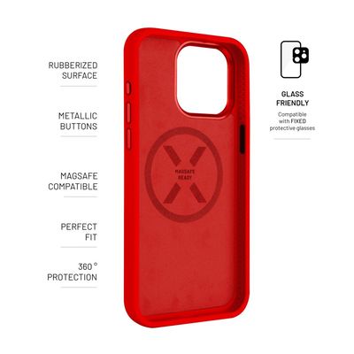 Zadní kryt FIXED MagFlow s podporou MagSafe pro Apple iPhone 15 Pro, červený