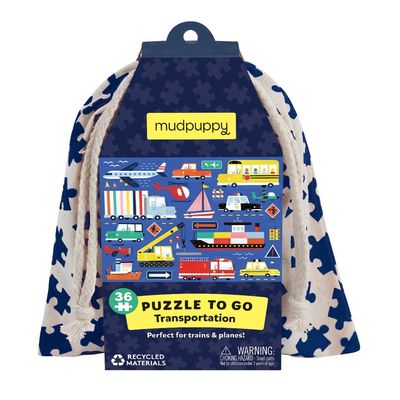 Mudpuppy Puzzle Dopravní prostředky v látkovém pytlíku 36 dílků