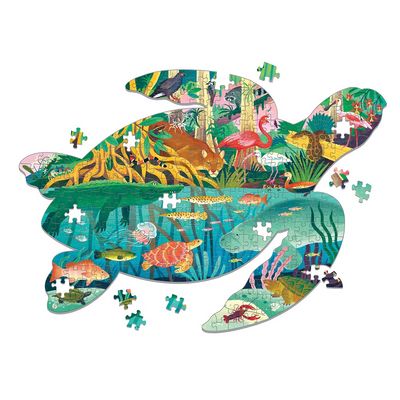 Mudpuppy Puzzle Mokřady ve tvaru želvy 300 dílků