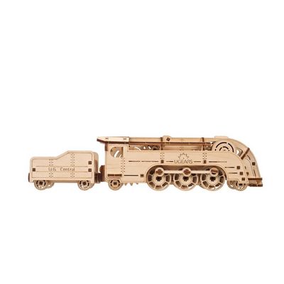 Ugears 3D dřevěné mechanické puzzle MINI Lokomotiva