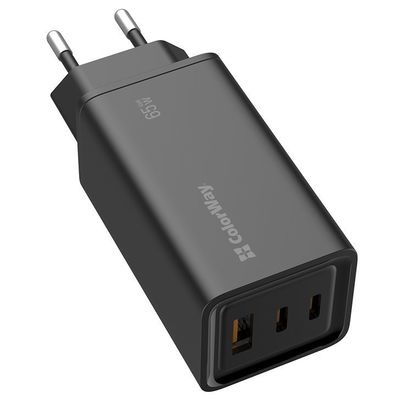 ColorWay USB nabíječka 1x USB-A, 2x USB-C/ 65W GaN3 Pro, černá