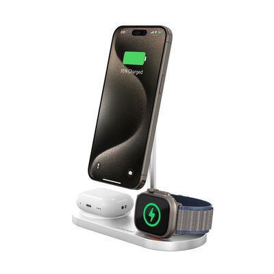 CubeNest 3v1 Bezdrátová magnetická nabíječka S313 Pro - stříbrná