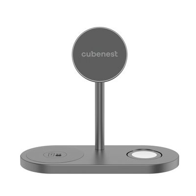 CubeNest 3v1 Bezdrátová magnetická nabíječka S313 Pro - šedá