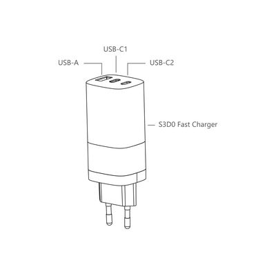Cubenest PD GaN Adaptér 65W S3D0 - bílý