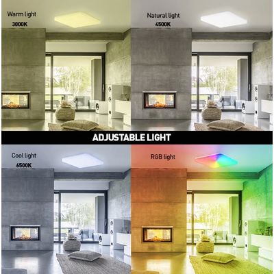 Tellur WiFi Smart LED čtvercové stropní světlo, 24W, 3000-6500K + RGB, bílé