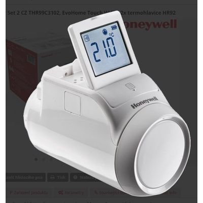 Honeywell Home EvoHome Starter Set 2 Kotel CZ THR99C3112, EvoHome Touch WiFi + 2x termohlavice HR92 + BDR91
