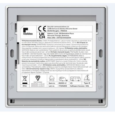 Honeywell Home R200C-N2, Propojitelný detektor a hlásič oxidu uhelnatého, CO Alarm
