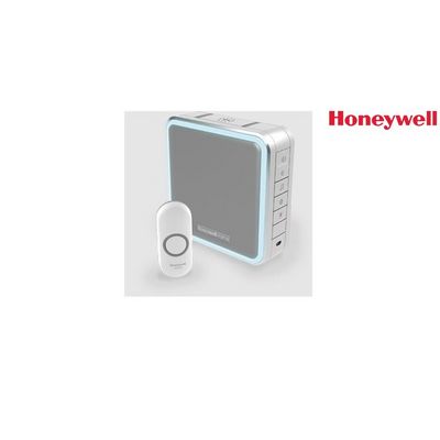 Honeywell Home DC915NG bezdrátový zvonek Series 9, 200m, 8 melodií, přenosná základna, design, tlačítko, šedý