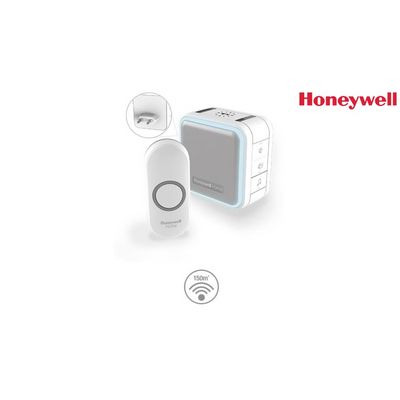 Honeywell Home DC515NP2 bezdrátový zvonek Series 5, 150 m, 6 melodií, základna do zásuvky bílá, design. tlačítko