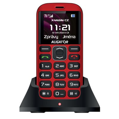 ALIGATOR A720 4G Senior červeno-černý + stolní nabíječka