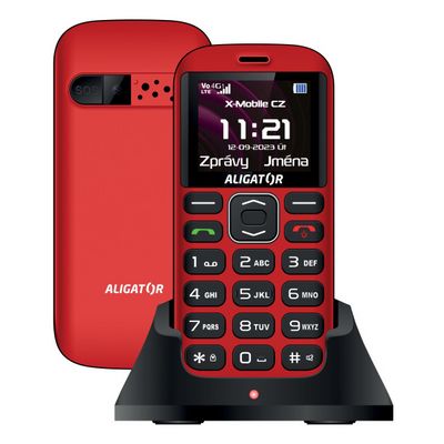 ALIGATOR A720 4G Senior červeno-černý + stolní nabíječka