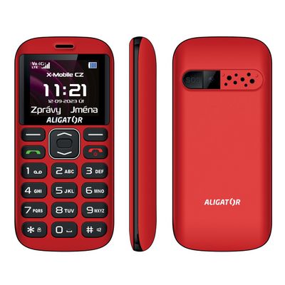ALIGATOR A720 4G Senior červeno-černý + stolní nabíječka
