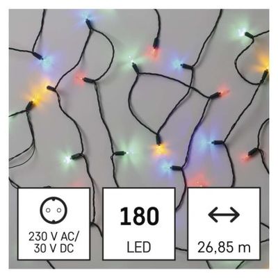 LED vánoční řetěz – tradiční, 26,85 m, venkovní i vnitřní, multicolor