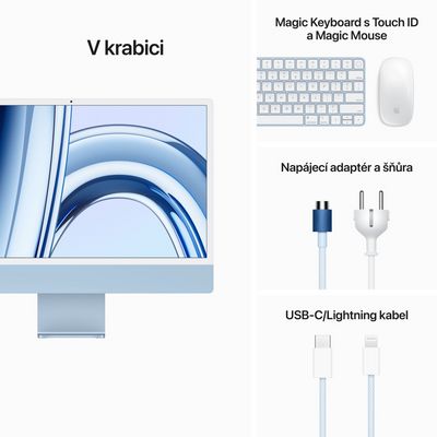 Apple iMac 24 M3 CZ Modrý (MQRQ3CZ/A)