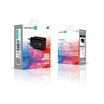 CONNECT IT Voyager2 nabíjecí adaptér 1×USB-C, 25W PD, černá