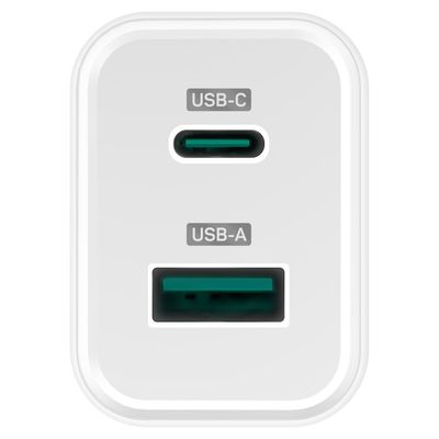 CONNECT IT Wanderer2 GaN nabíjecí adaptér 1×USB-C + 1xUSB-A, 33W PD, bílá