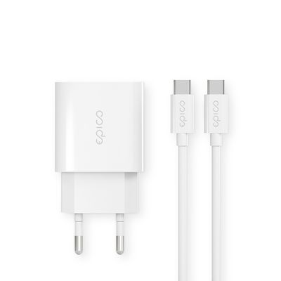 Epico 20W PD Charger Bundle with USB-C to USB-C cable 1.2m - bílá