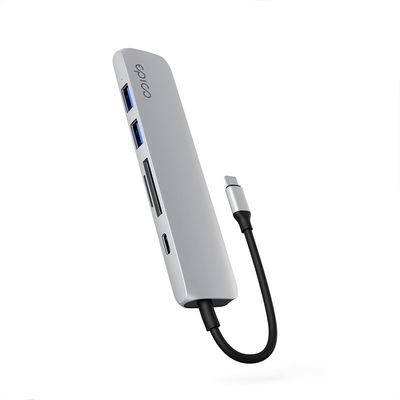 Epico 6in1 Aluminium Hub 8K with USB-C connector - stříbrná