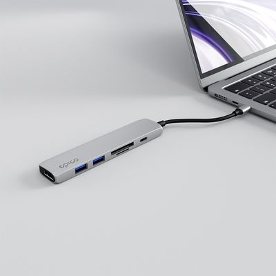 Epico 6in1 Aluminium Hub 8K with USB-C connector - stříbrná