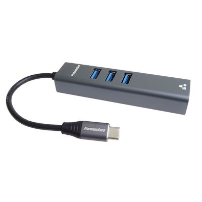 PremiumCord Adapter USB-C na Gigabit 10/100/1000Mbps + 3x USB3.0 konektor