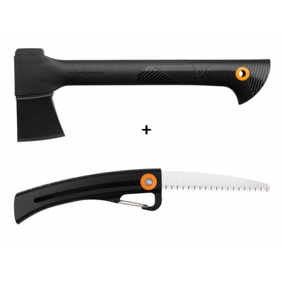 Fiskars Set sekera univerzální A6 + pilka zahradní SW16 Solid