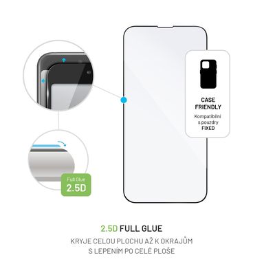 Ochranné tvrzené sklo FIXED Full-Cover pro Apple iPhone 14, lepení přes celý displej, černé