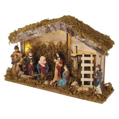 LED vánoční betlém, 17 cm, 2x AA, vnitřní, teplá bílá