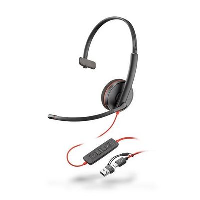 Poly náhlavní souprava Blackwire 3210, USB-C/A adaptér, mono