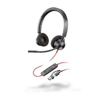 Poly náhlavní souprava Blackwire 3320 MS, USB-C/A adaptér, stereo