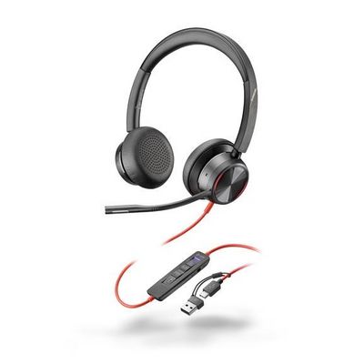 Poly náhlavní souprava Blackwire 8225 MS, USB-C/A adaptér, stereo