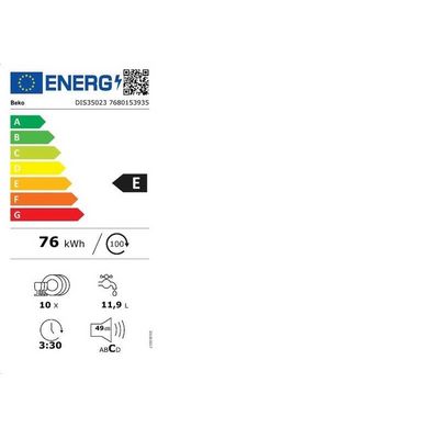Beko DIS35023 Vestavná myčka nádobí, 45cm