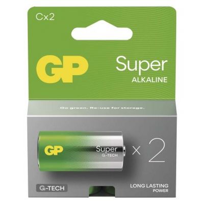 GP baterie Super Alkaline LR14 (C, malé mono) blister, 2 kusy