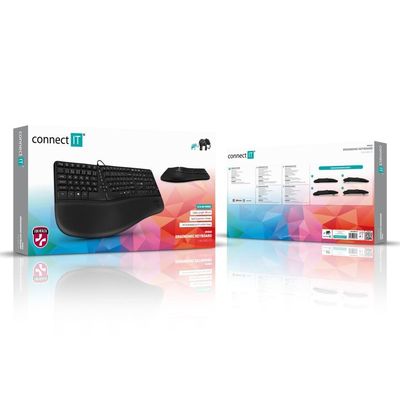 CONNECT IT FOR HEALTH ERGO drátová ergonomická klávesnice CZ + SK verze, ČERNÁ