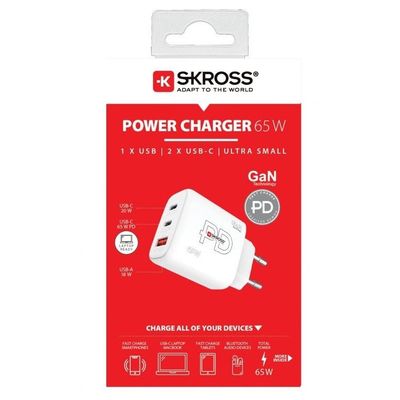SKROSS USB A+C nabíjecí adaptér Power charger 65W GaN EU, Power Delivery, typ C