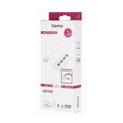 Hama USB hub, 4 porty, USB 2.0, 480 Mbit/s, bílý