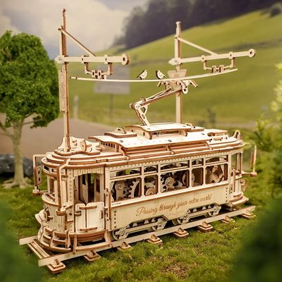RoboTime 3D dřevěné mechanické puzzle Tramvaj
